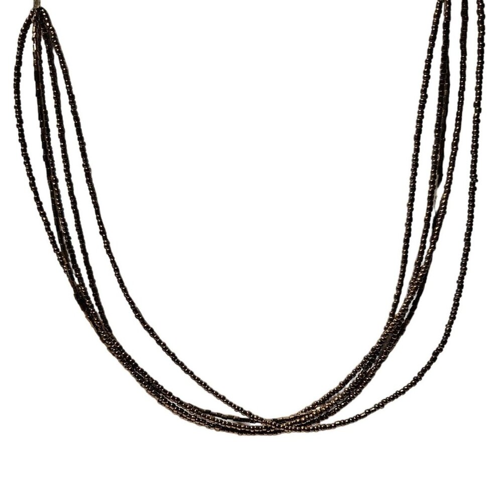 Cookie Lee Boho Bronze Seed Beaded Necklace Multi-Strand Fashion Jewelry Women